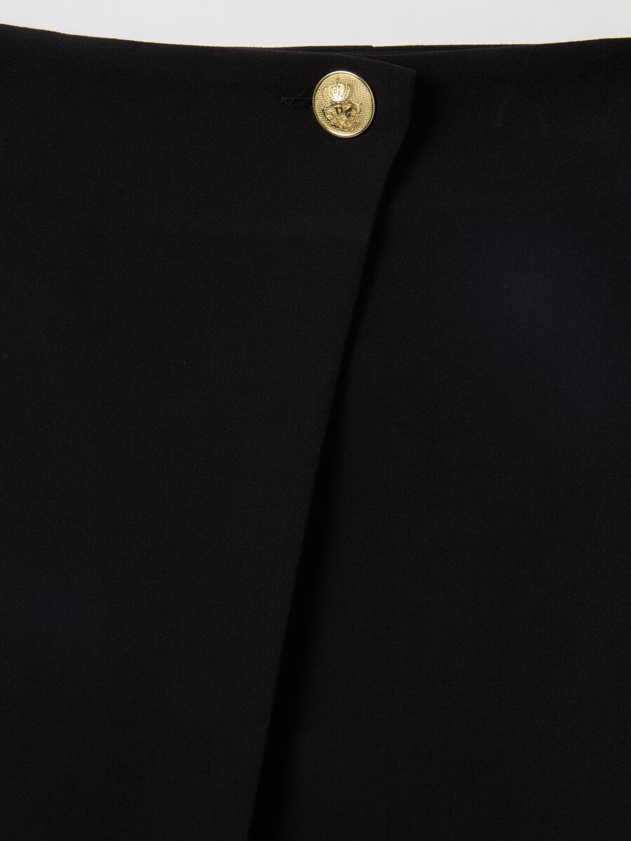 Black mix skirt with gold button_5