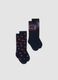 2-pack of long blue socks in stretch organic cotton with pattern_0