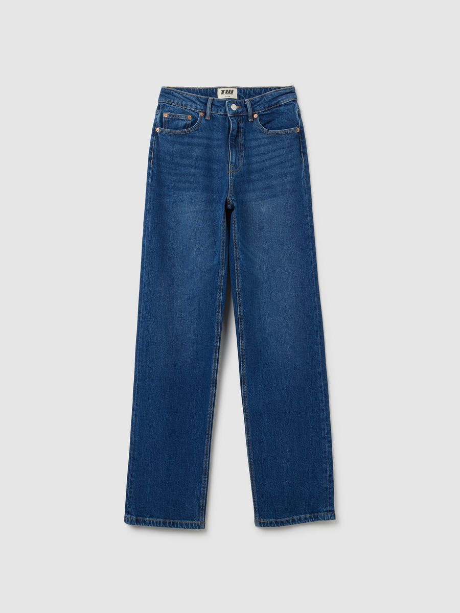 Jeans da donna in denim blu regular fit_0