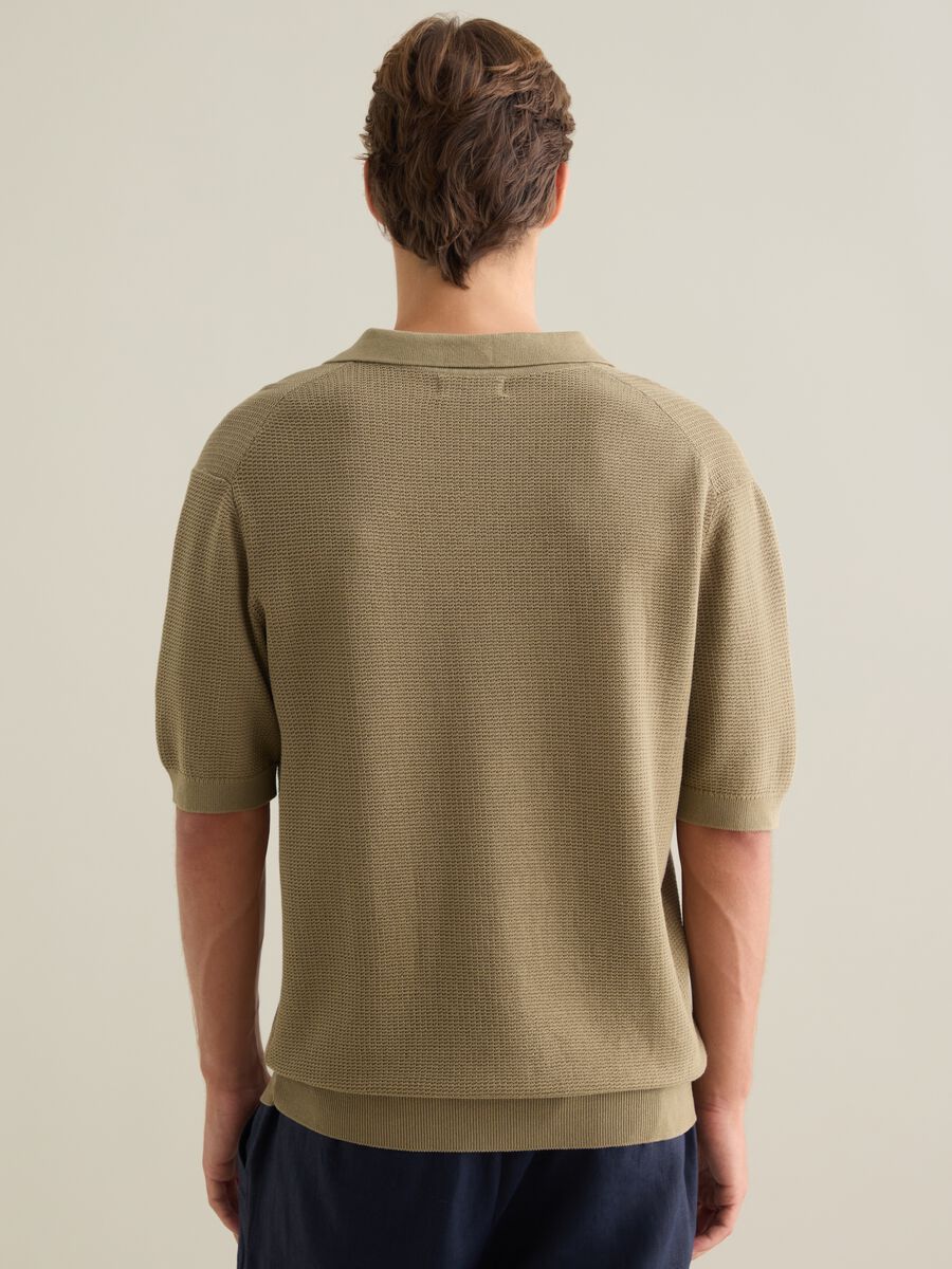 Men's beige pure cotton polo shirt, regular fit_3