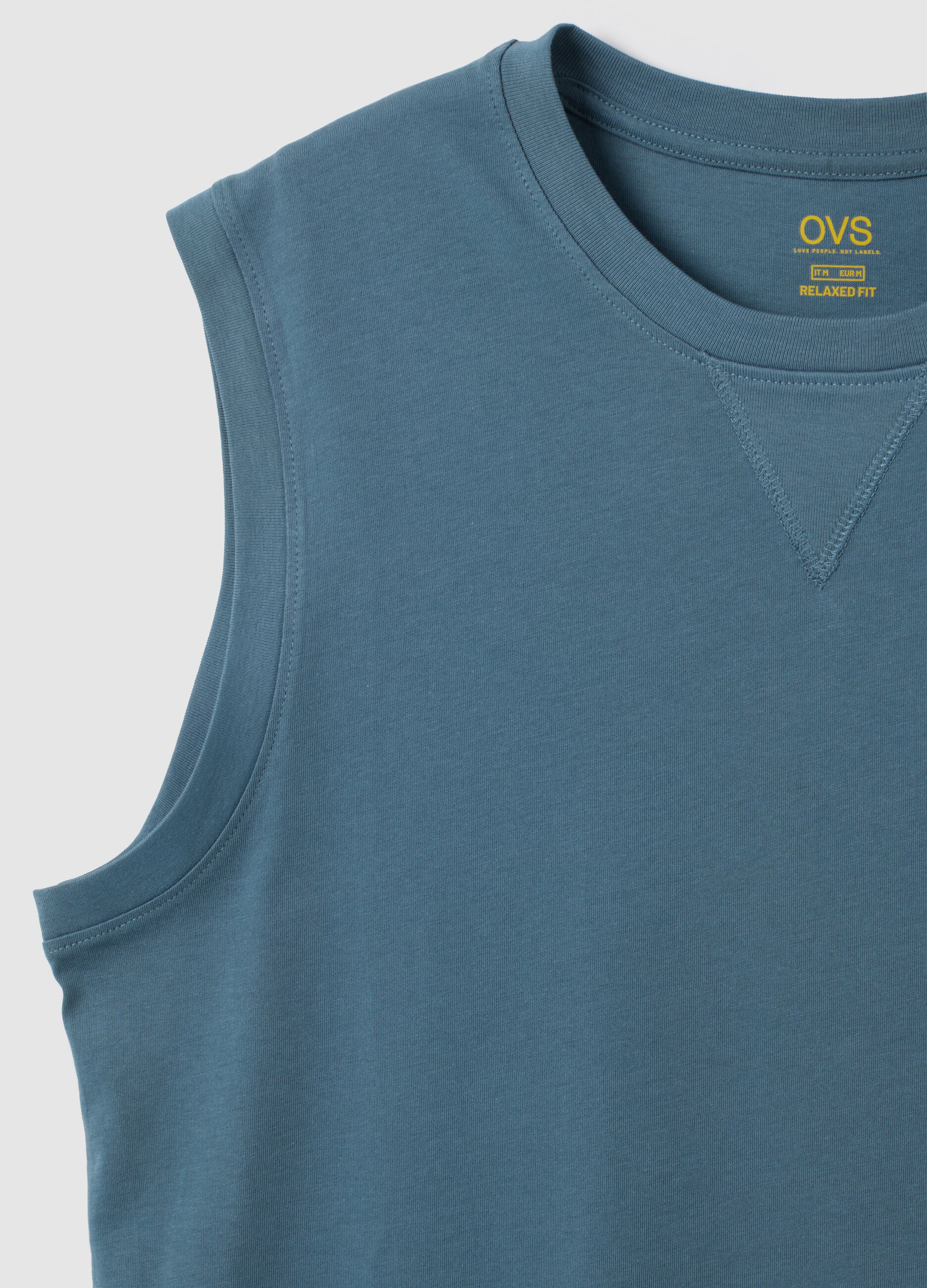 Canotta da uomo in puro cotone blu regular fit