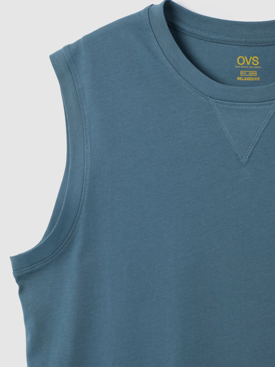 Men's blue pure cotton regular fit vest_5