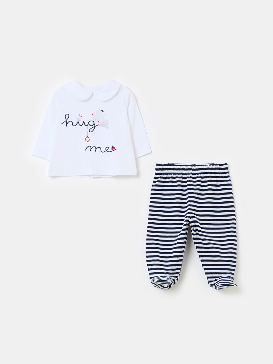 Striped T-shirt and baby leggings set in organic cotton_0