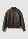 Brown Faux Leather Bomber Jacket_4