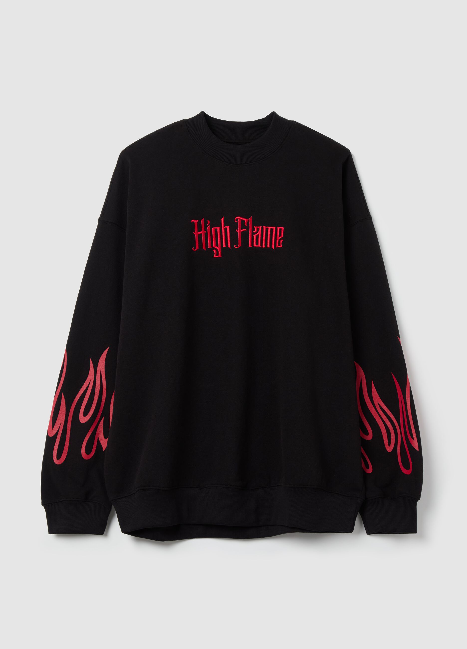 Black sweatshirt with flames print