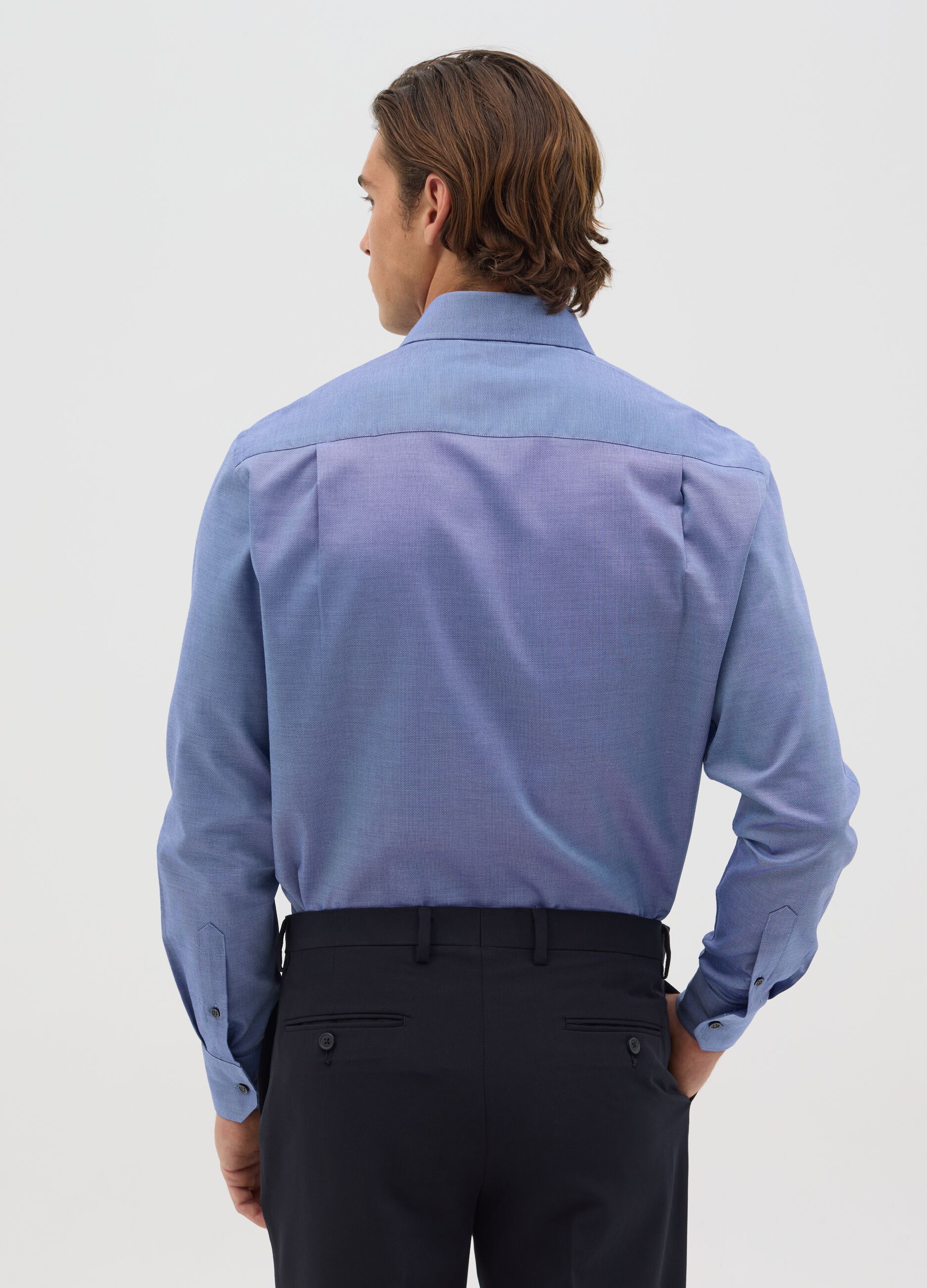 Blue easy-iron regular-fit shirt