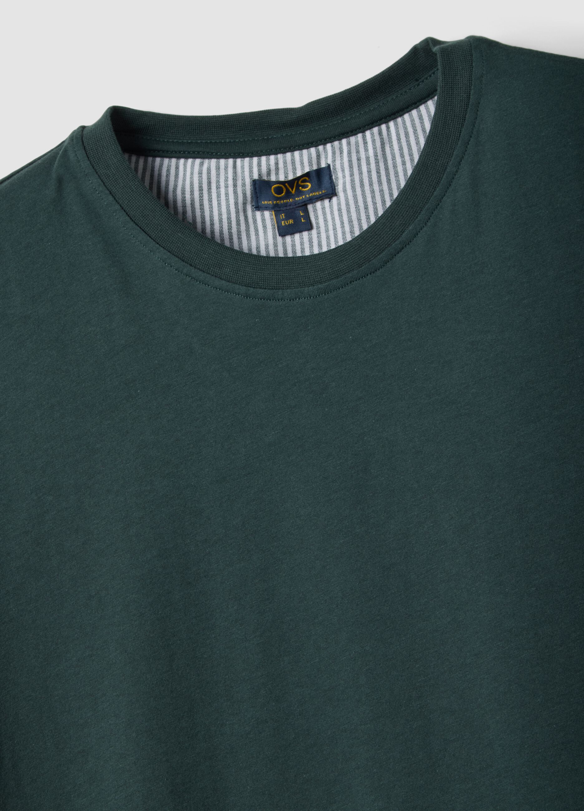 Green short-sleeve striped pyjama set in pure organic cotton jersey