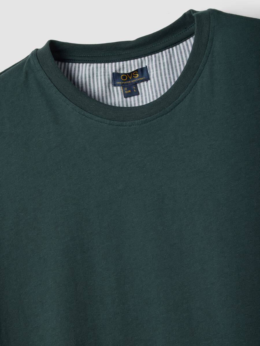 Green short-sleeve striped pyjama set in pure organic cotton jersey_5