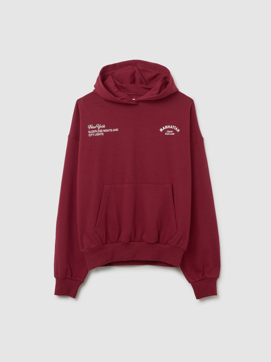 Red cotton blend oversized hoodie_4