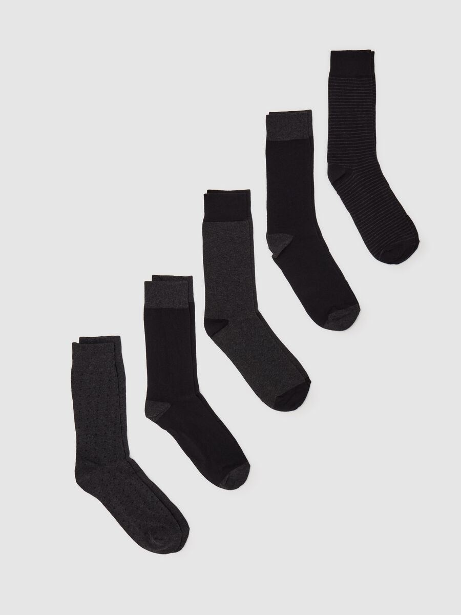 Five-pair pack socks with stripes and polka dots pattern_0
