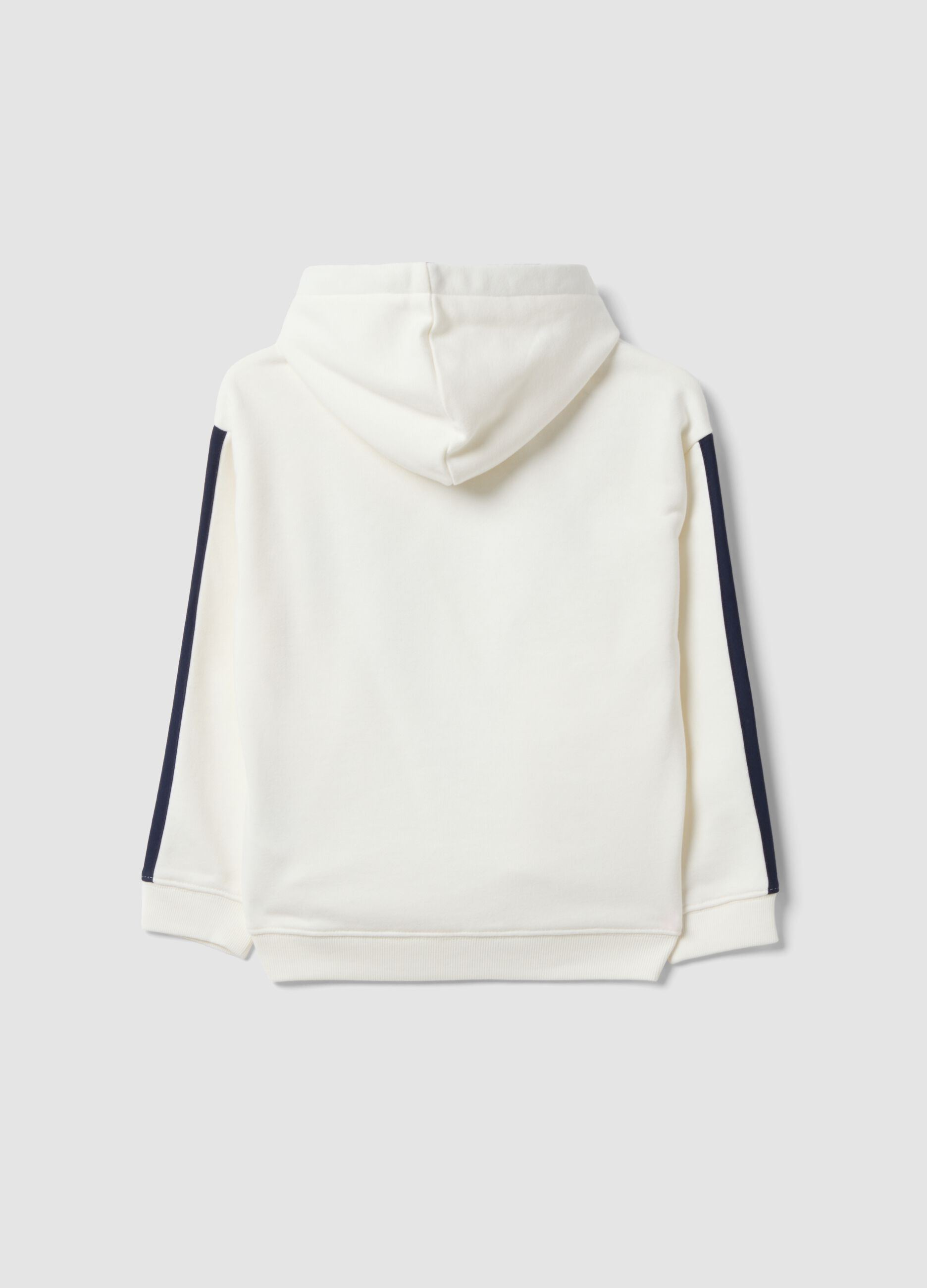 White cotton-blend hooded sweatshirt with Brooklyn print for boys