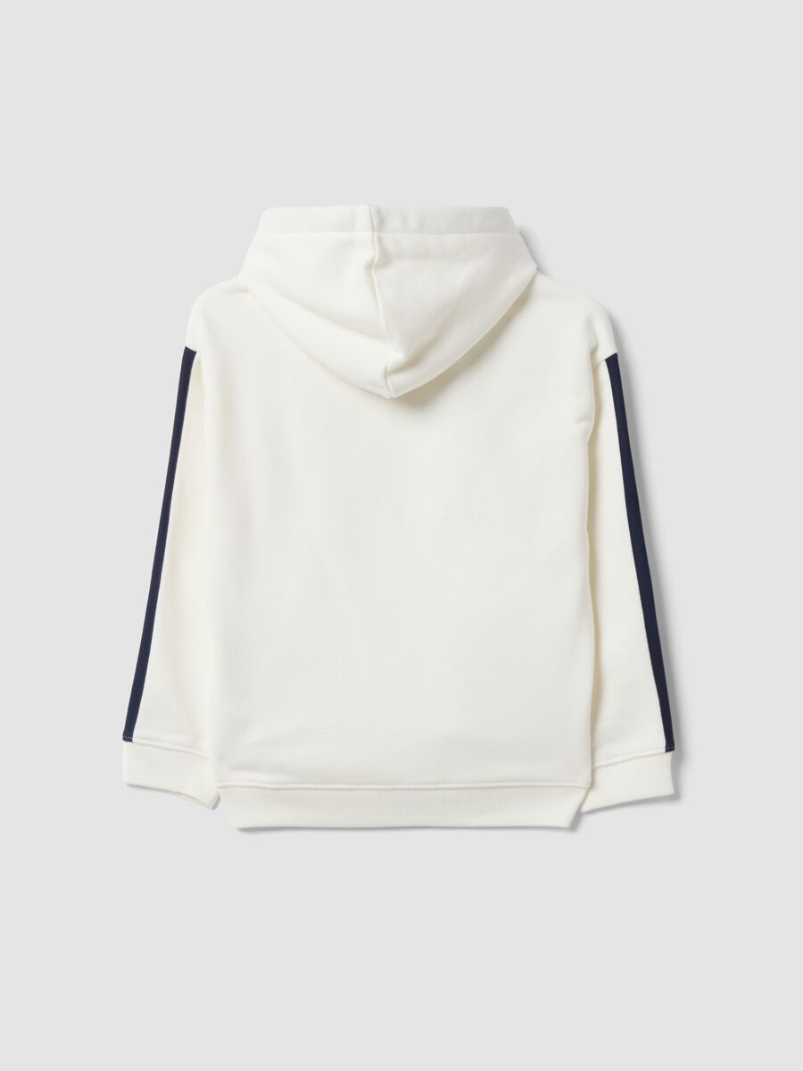 Felpa bianca con cappuccio in misto cotone con scritta Brooklyn per bambino_1
