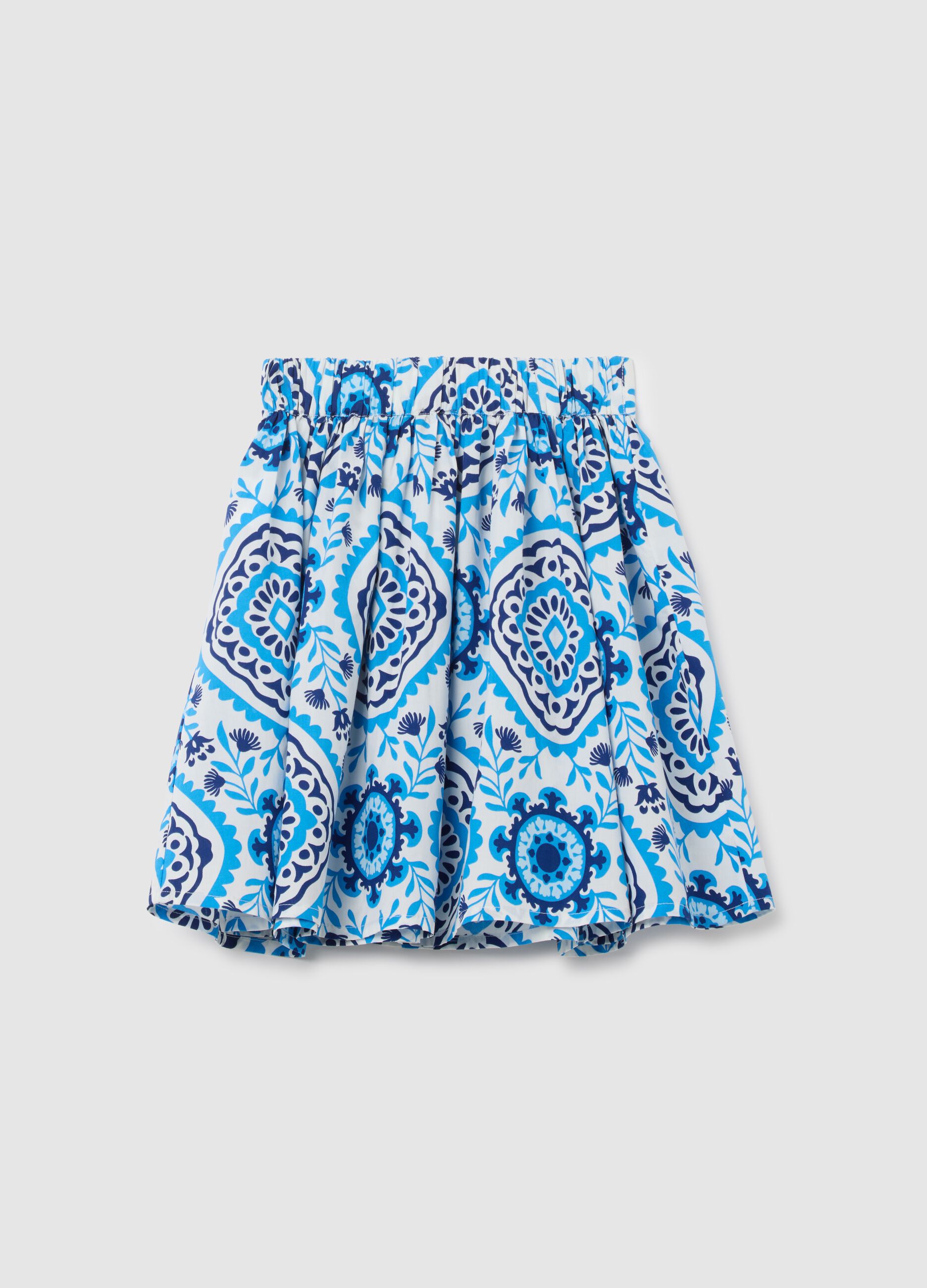 Girls' multicolour cotton skirt with regular fit and print