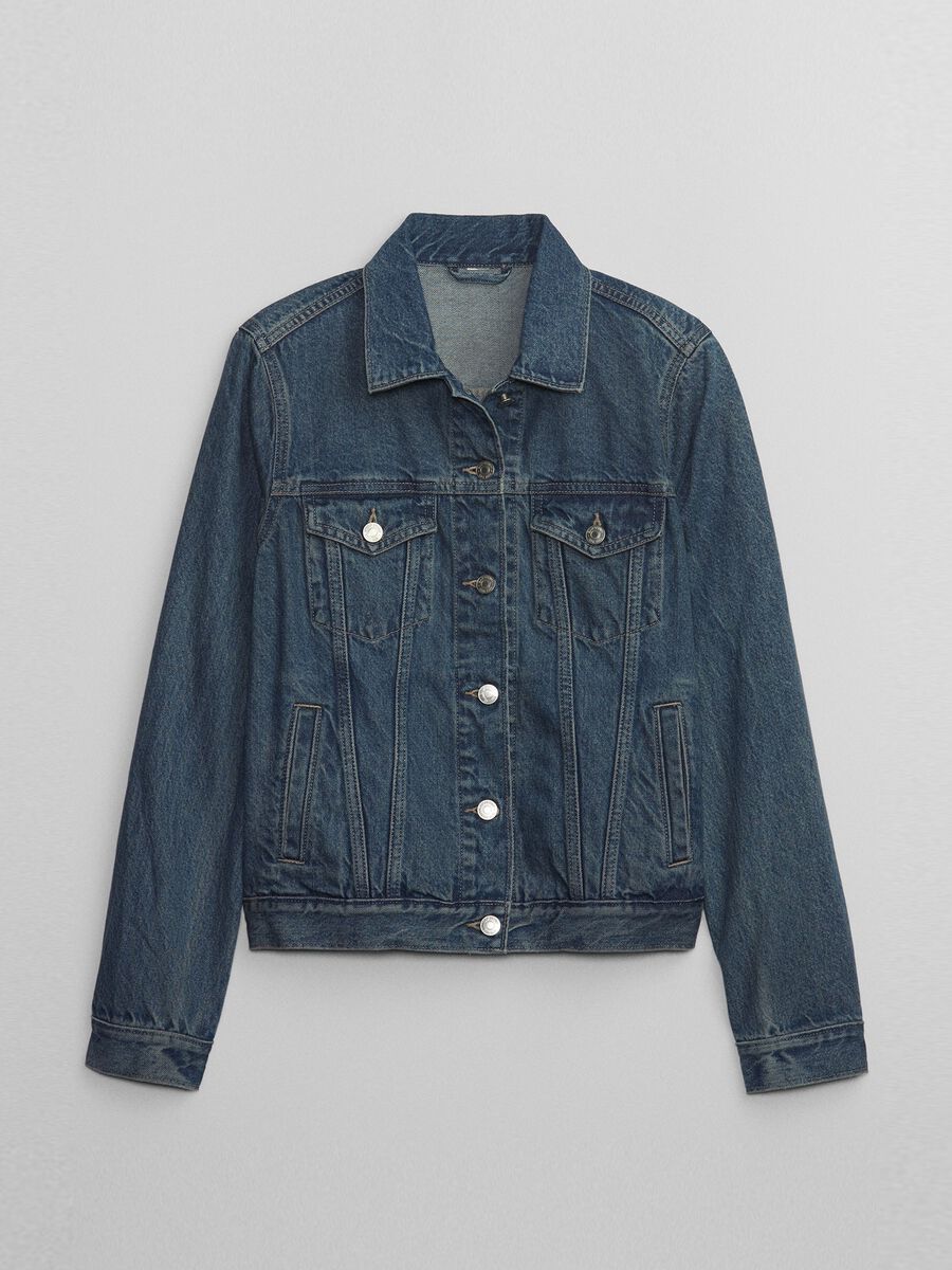 Short jacket in acid wash denim_0