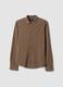 Brown pure cotton long-sleeve piqu&eacute; polo, regular fit_0