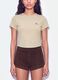 T-shirt crop beige in puro cotone a girocollo con stampa_4