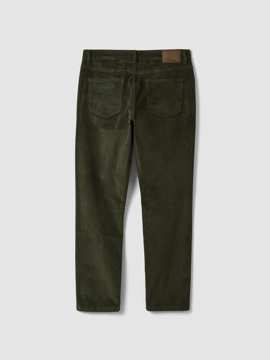 Green slim-fit ribbed stretch-cotton trousers_2