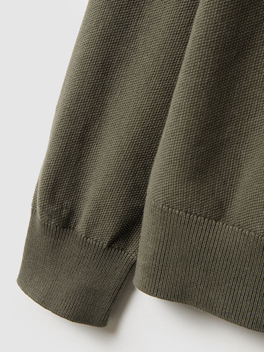 Green Crew Neck Sweater in Pure Cotton Regular Fit_5