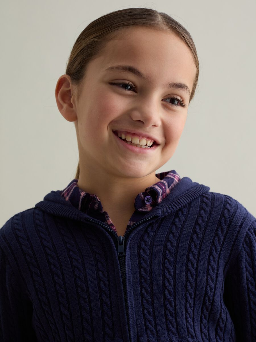 Cable-knit full-zip cardigan with hood_1