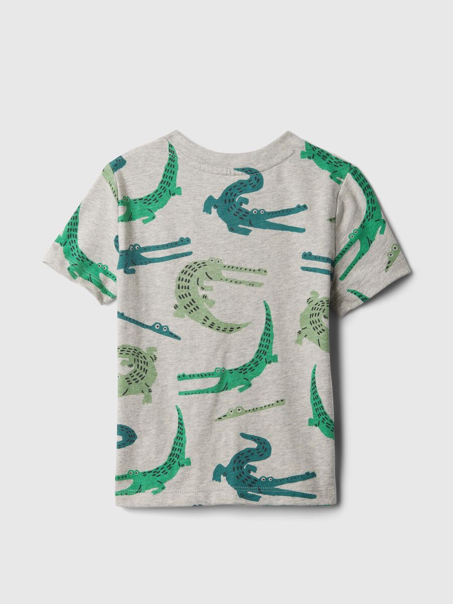 T-shirt with crocodile print and pocket with embroidery_1