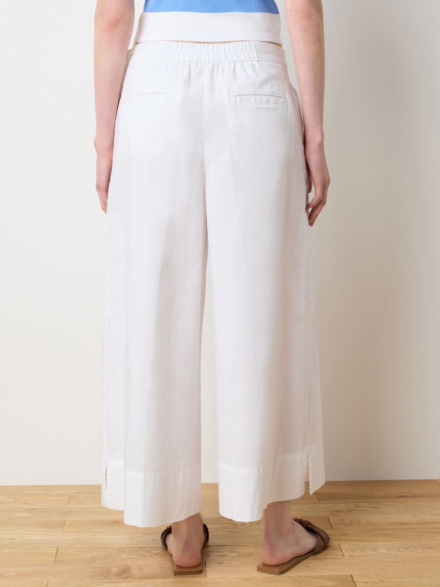 Women's White Stretch Cotton Culotte Trousers_3