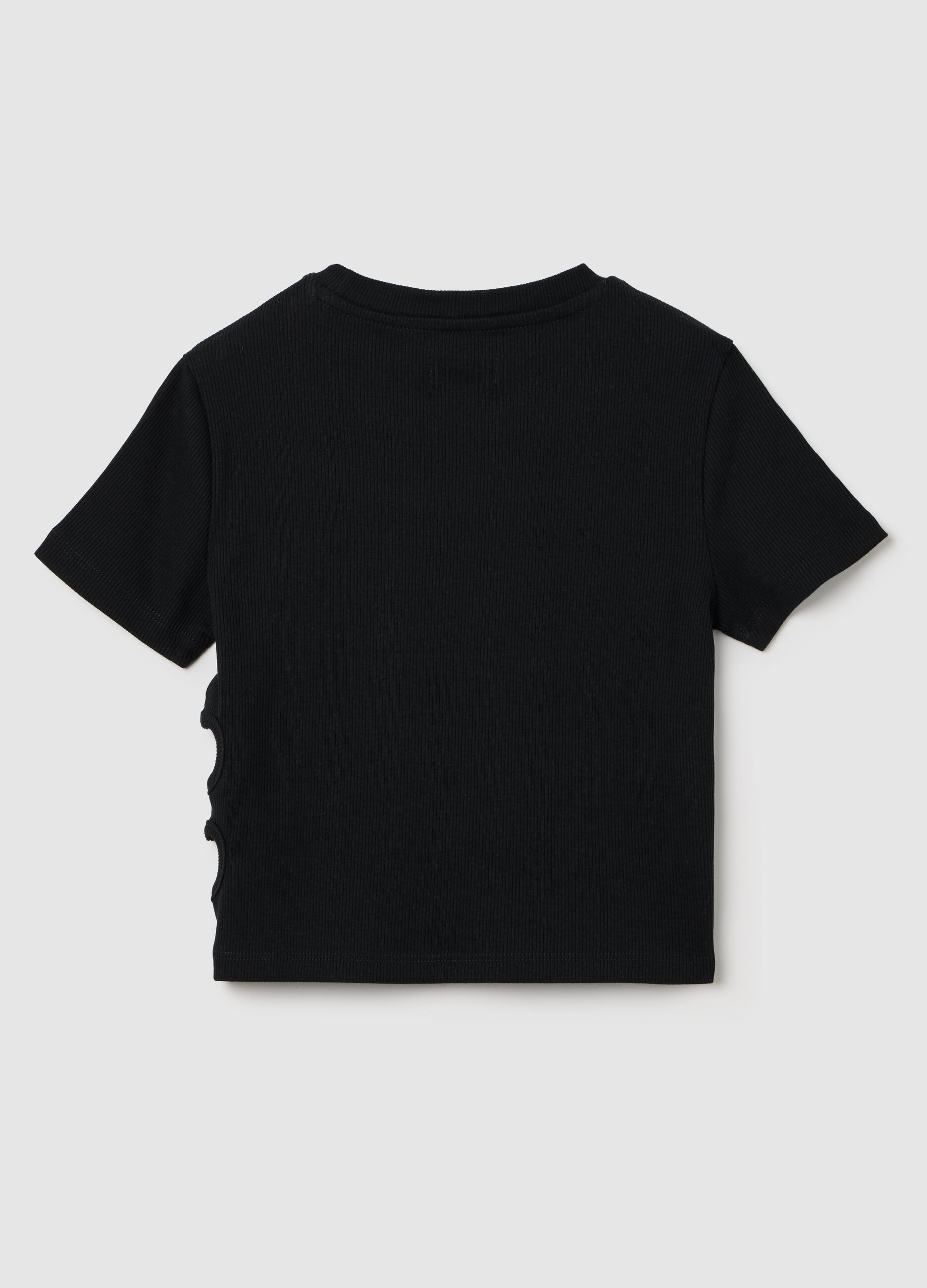 Black fitted t-shirt with side details for girl OVS Kids