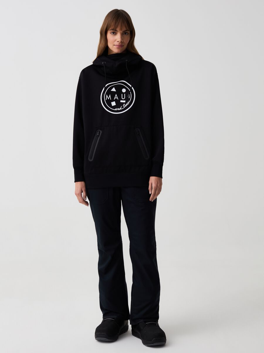 Felpa da snowboard con cappuccio e marsupio stampa logo_0