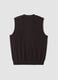 Brown pure merino wool V-neck gilet_2