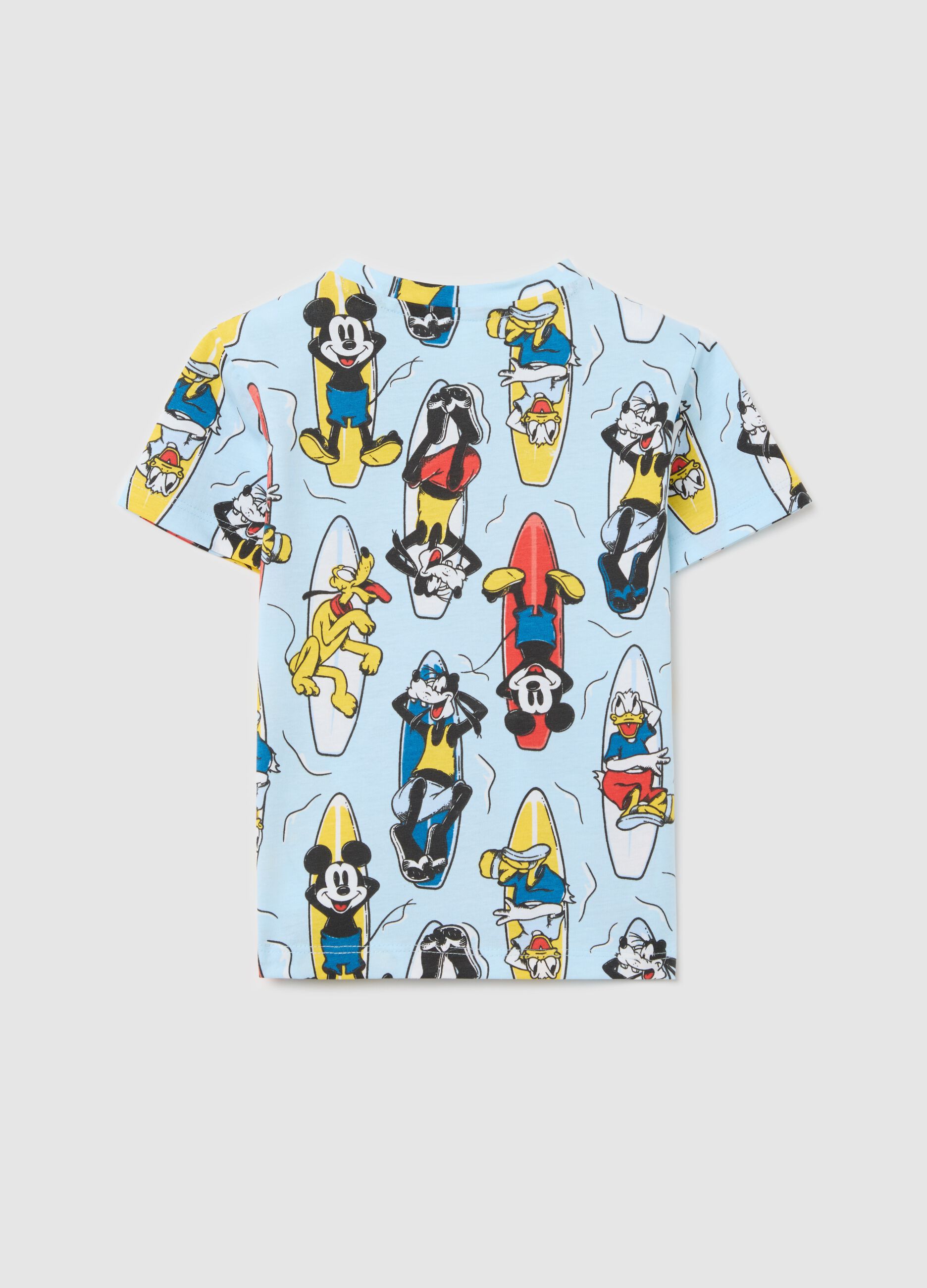 Sky blue T-shirt with short sleeves and Disney characters