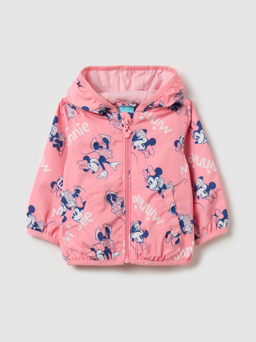 Waterproof jacket with hood and Minnie Mouse print_0
