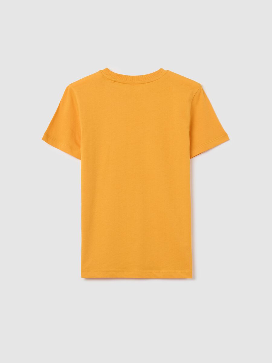 Orange organic cotton T-shirt with lettering print_4