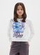Girls' White Pure Cotton Regular Fit T-Shirt with Stitch Print_0