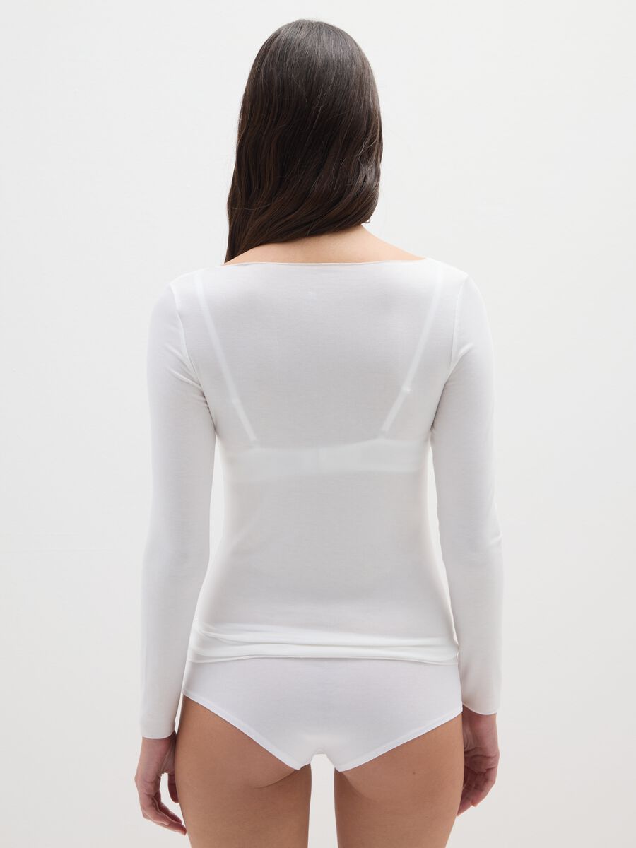 White stretch vest in mixed fabric_2