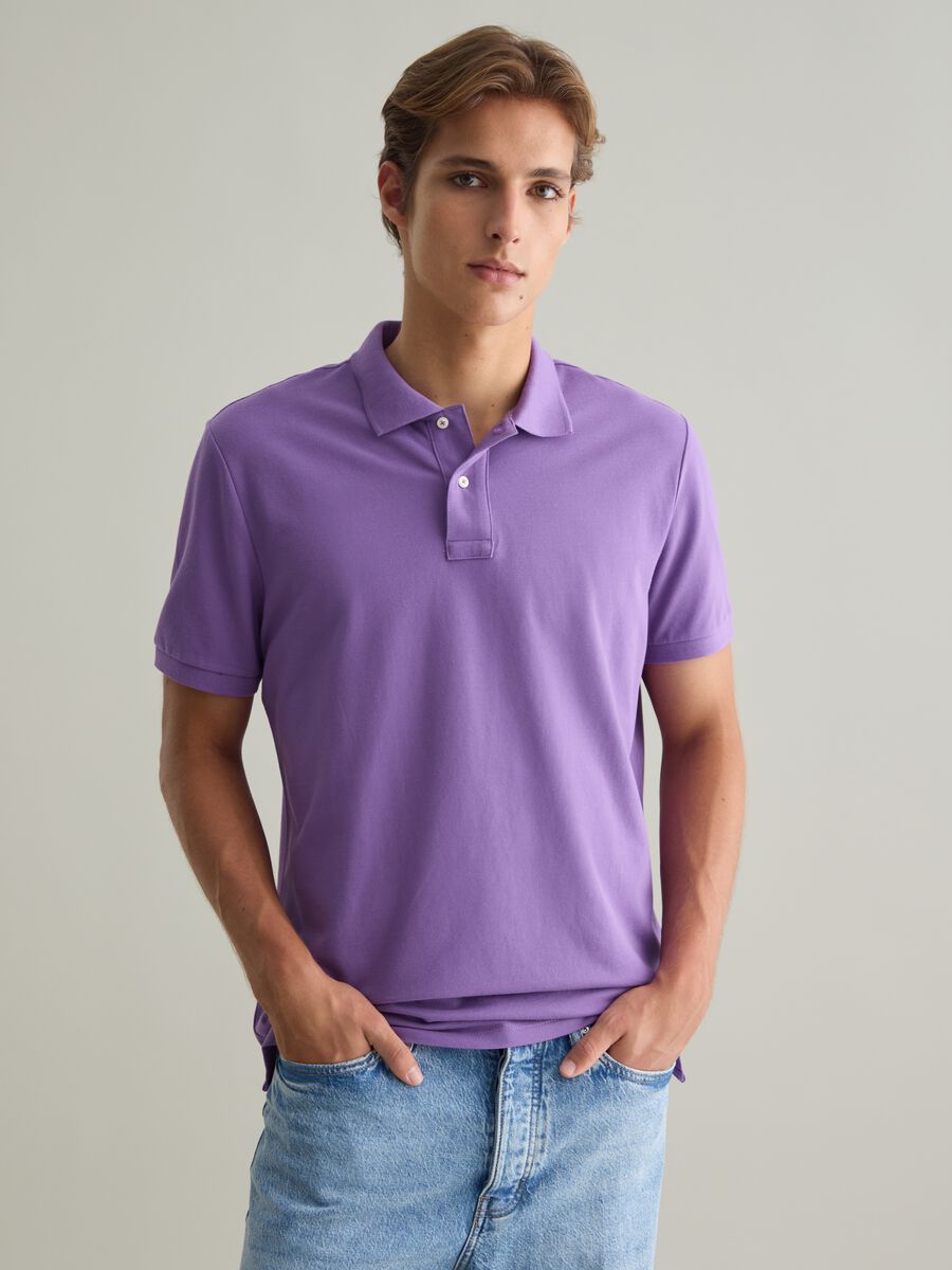 Men's violet pure cotton polo shirt regular fit_0