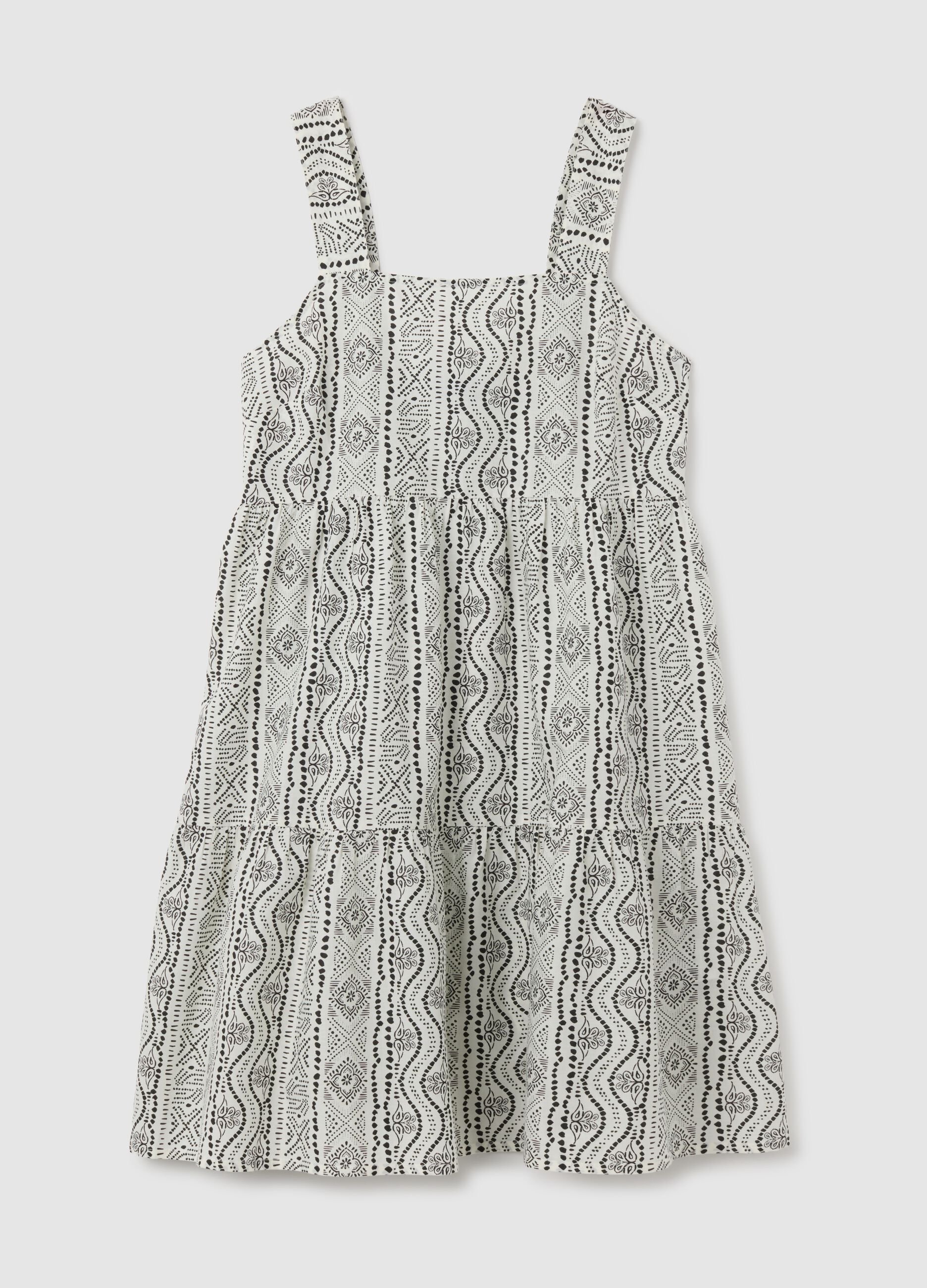 Women's dress in pure cotton, multicolour regular fit