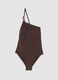 Brown one-shoulder swimsuit in stretch fabric_0