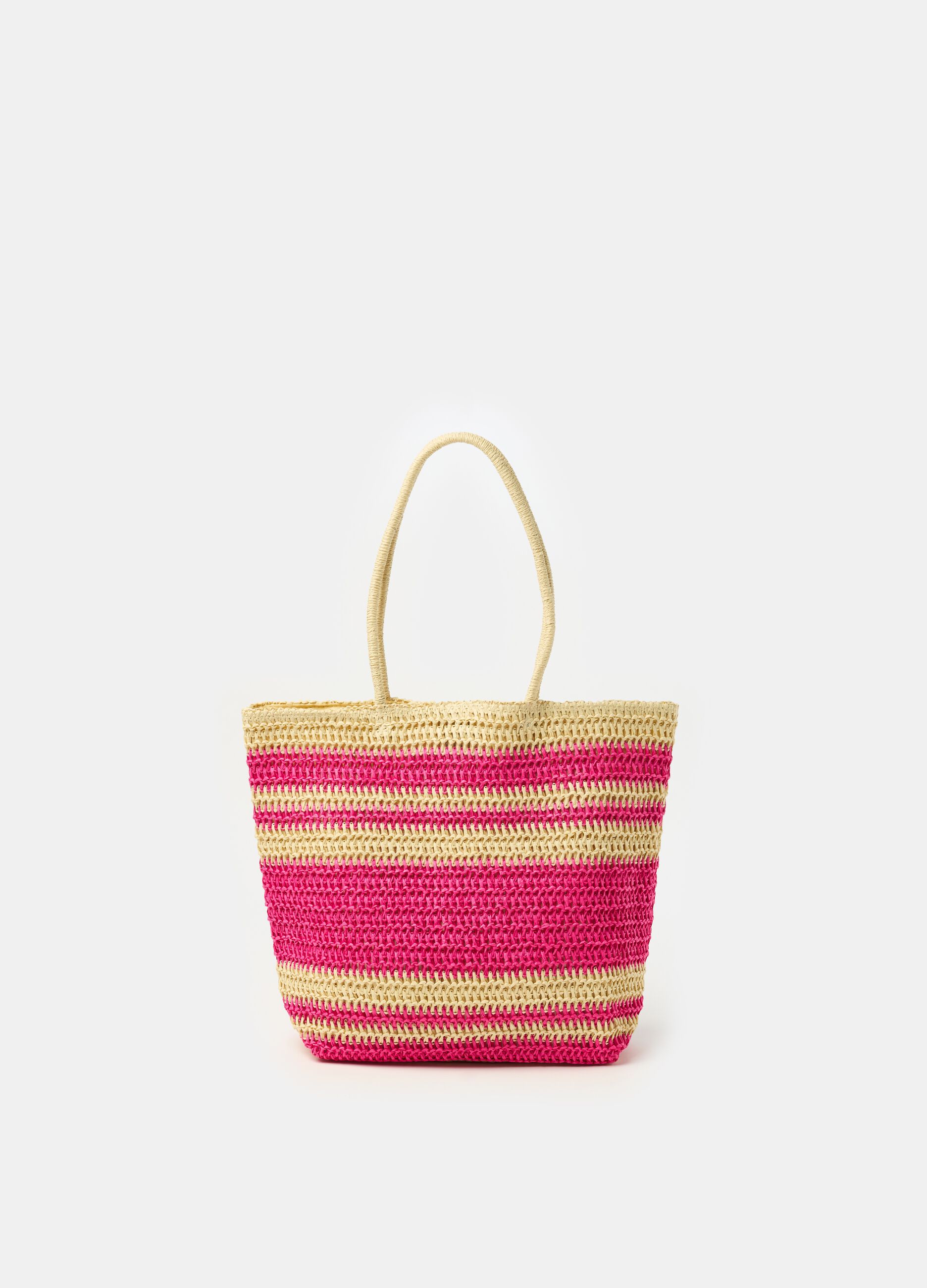 Ovs Borsa in rafia con fantasia a righe