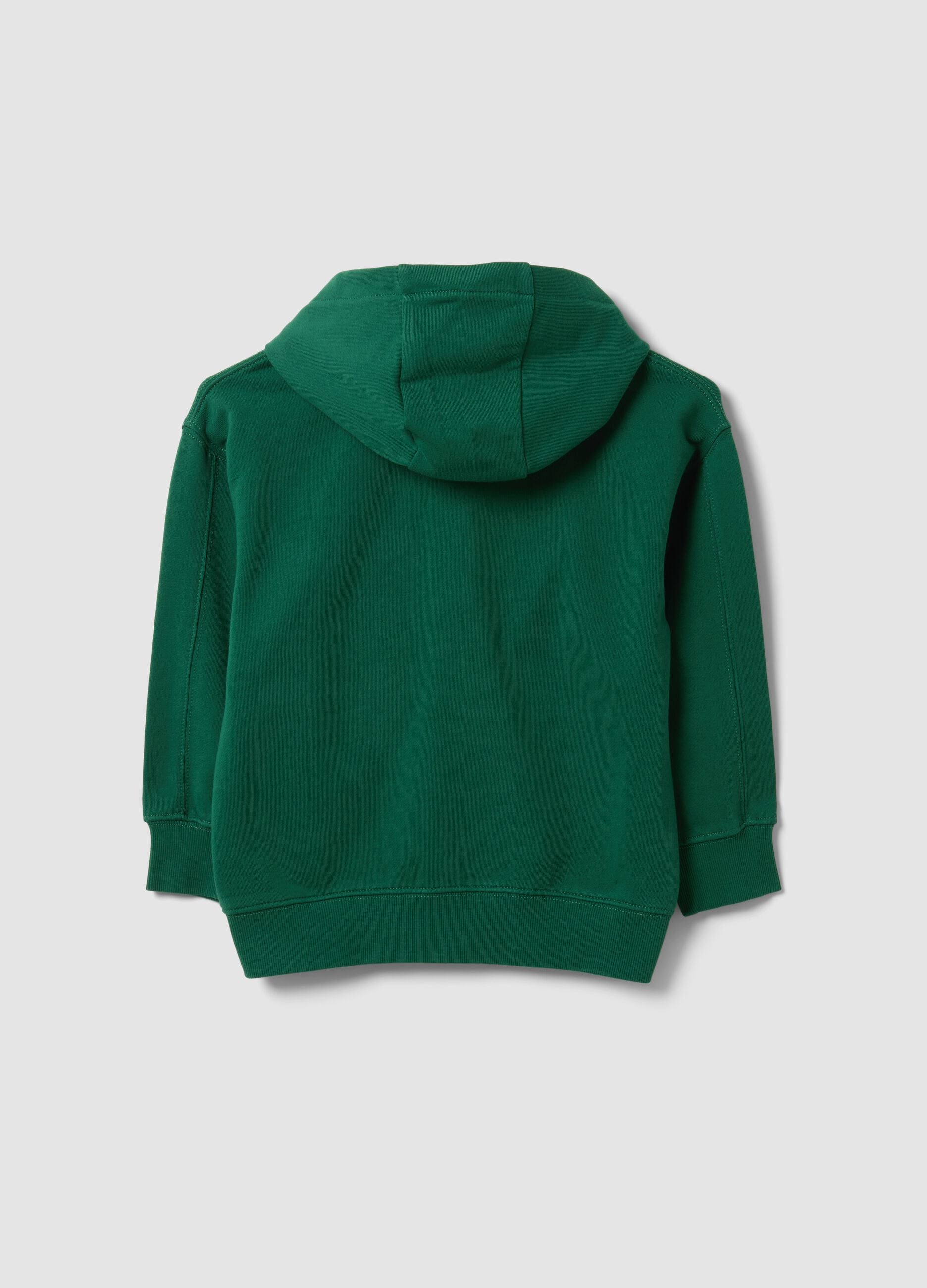 Felpa verde in puro cotone con cappuccio regular fit per bambino