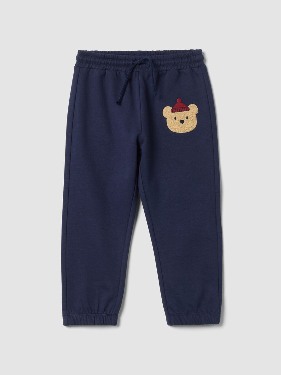 Pantaloni jogger blu in puro cotone_0