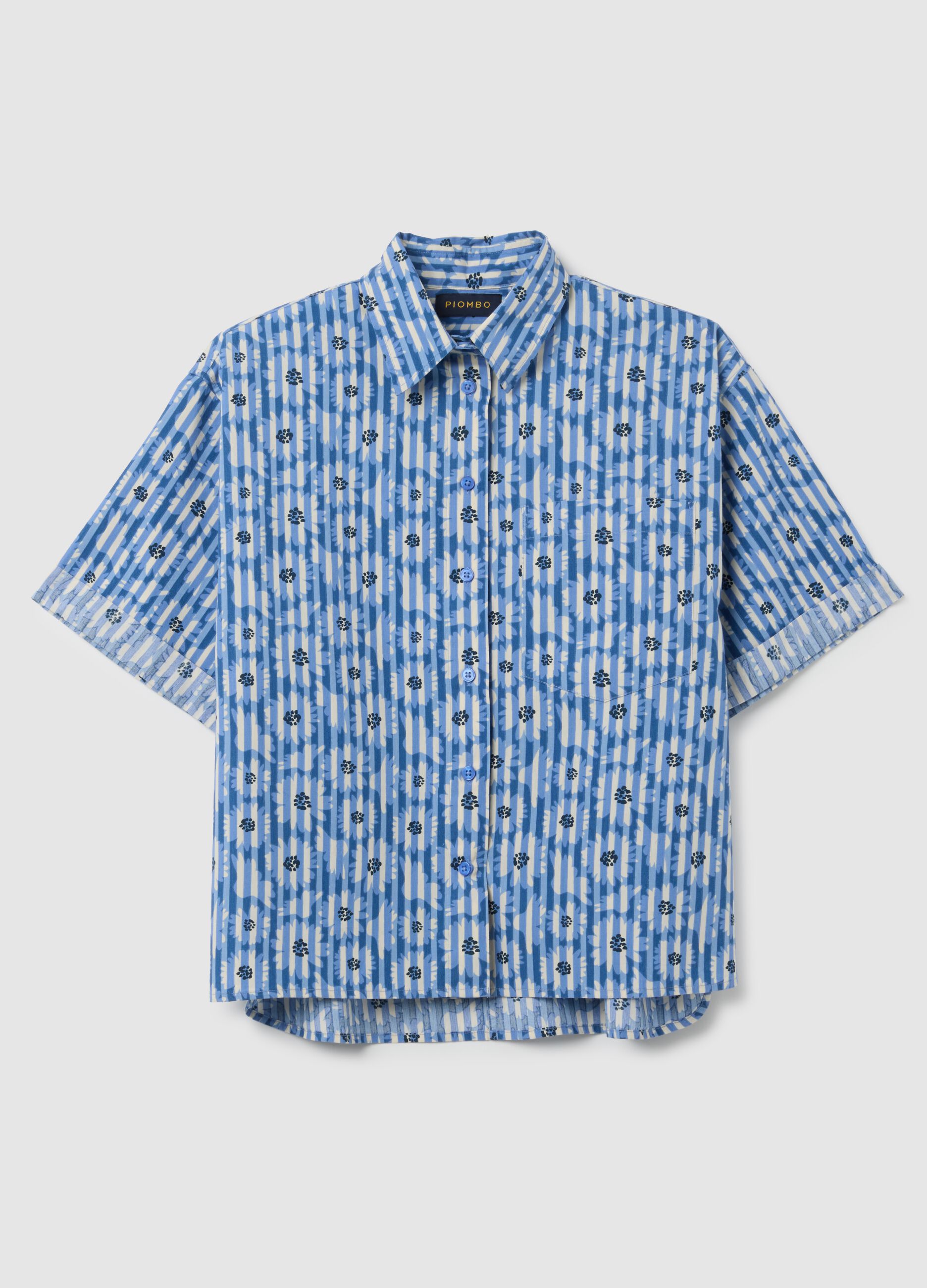 Oversized multicolour pure cotton striped shirt