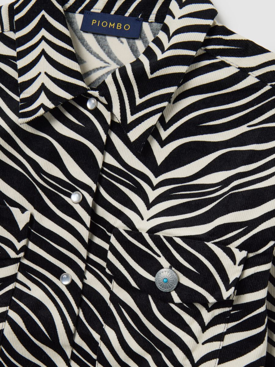 Multicolour shirt with zebra pattern in pure cotton regular fit_5