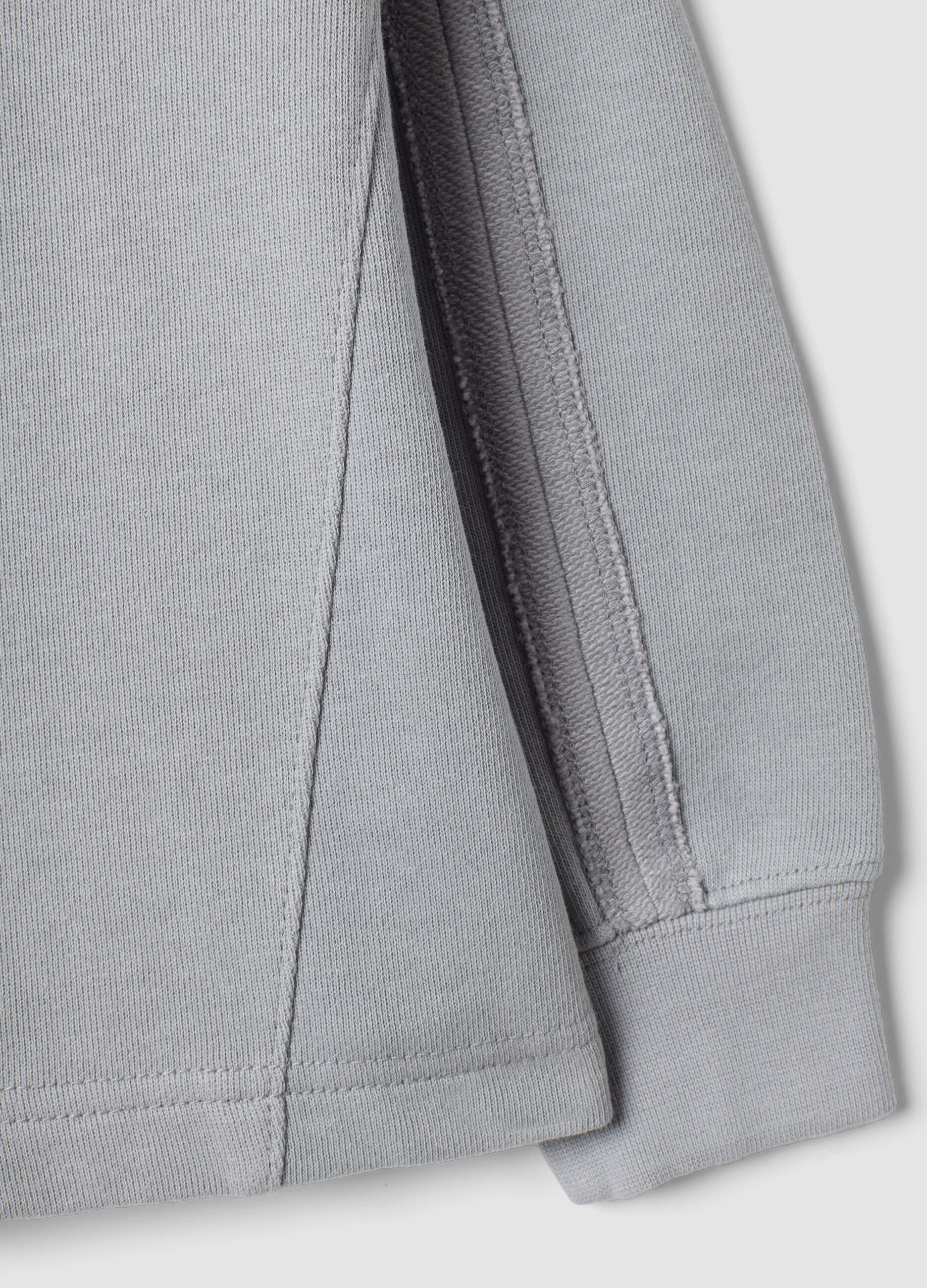 Grey cotton-blend crew-neck sweatshirt with print for boys, oversized fit