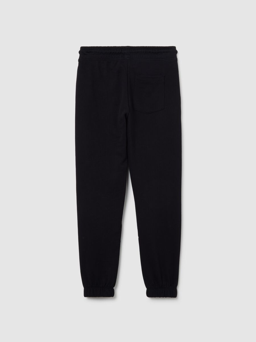 Jogger da ragazzo in puro cotone nero regular fit_1
