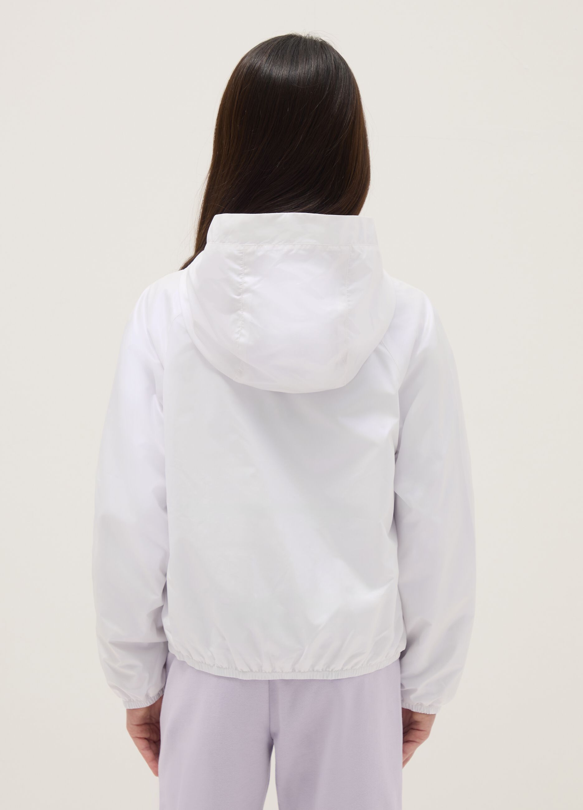 White Hooded Regular Fit Girls' Jacket