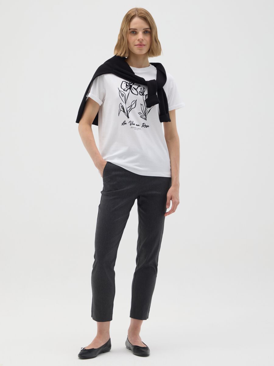 White pure cotton regular fit t-shirt with floral print_1