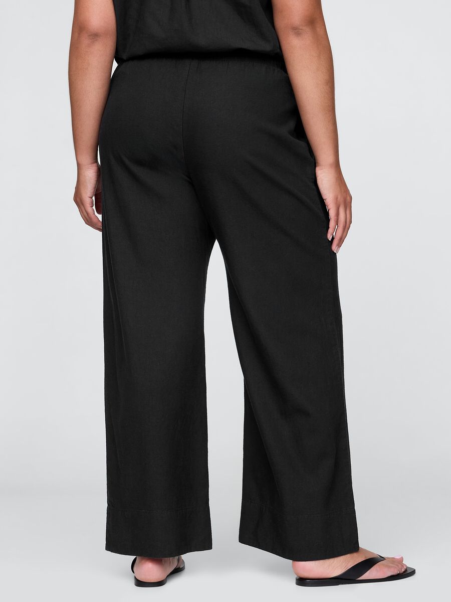 Black wide-leg trousers in linen-viscose blend by Gap_5