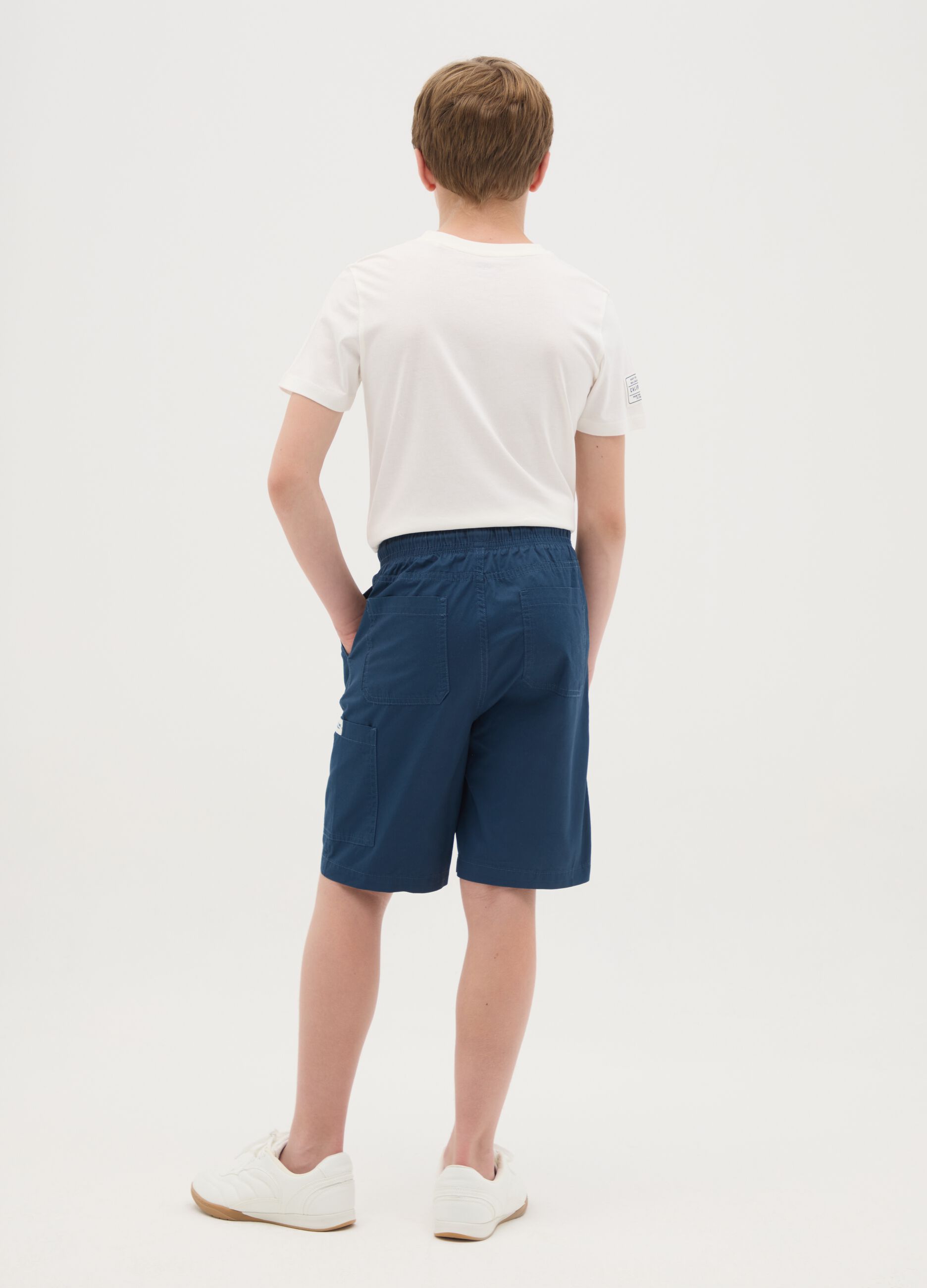 Blue baggy shorts in pure cotton