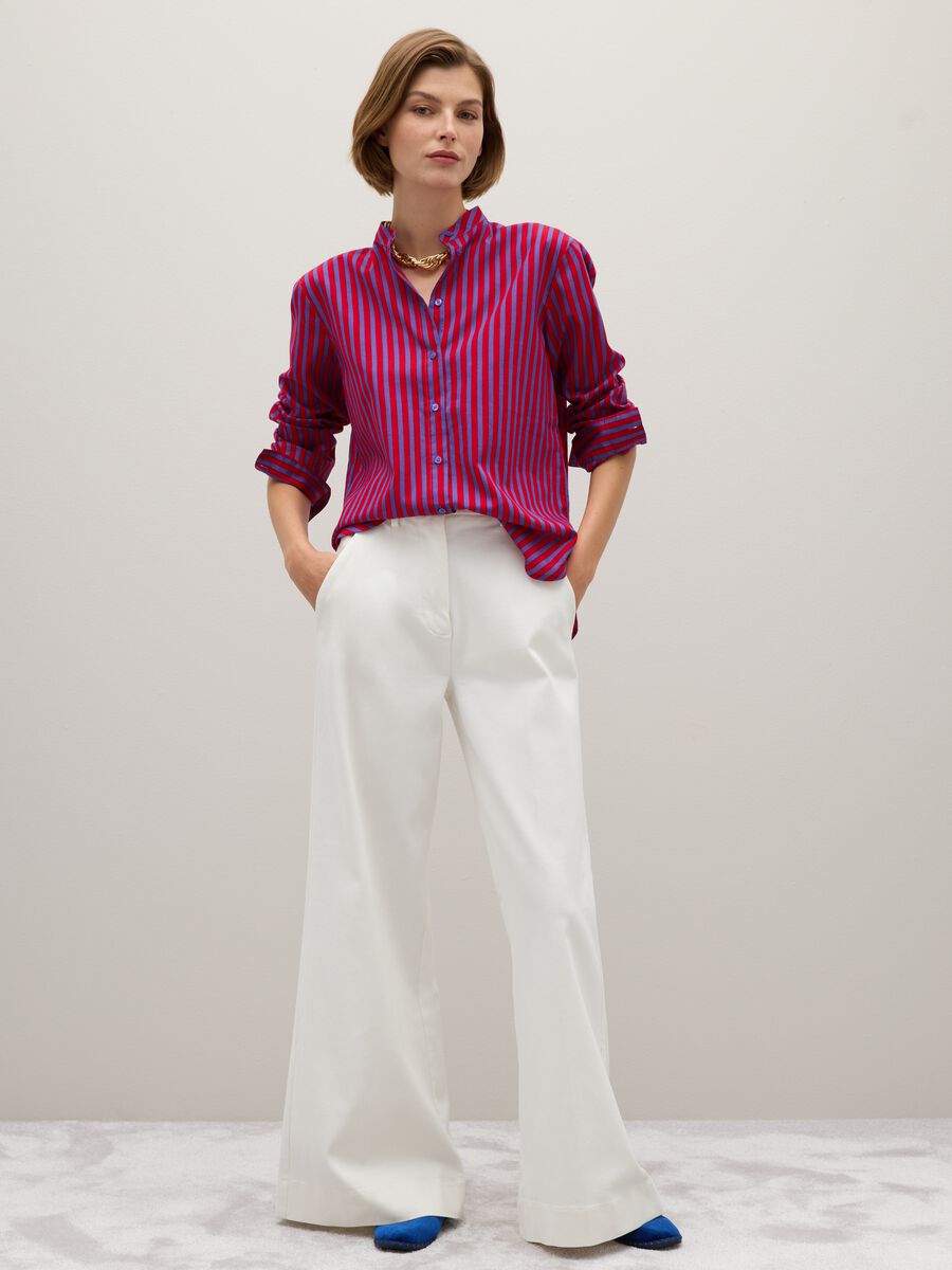Multicolour striped shirt in pure cotton regular fit_1