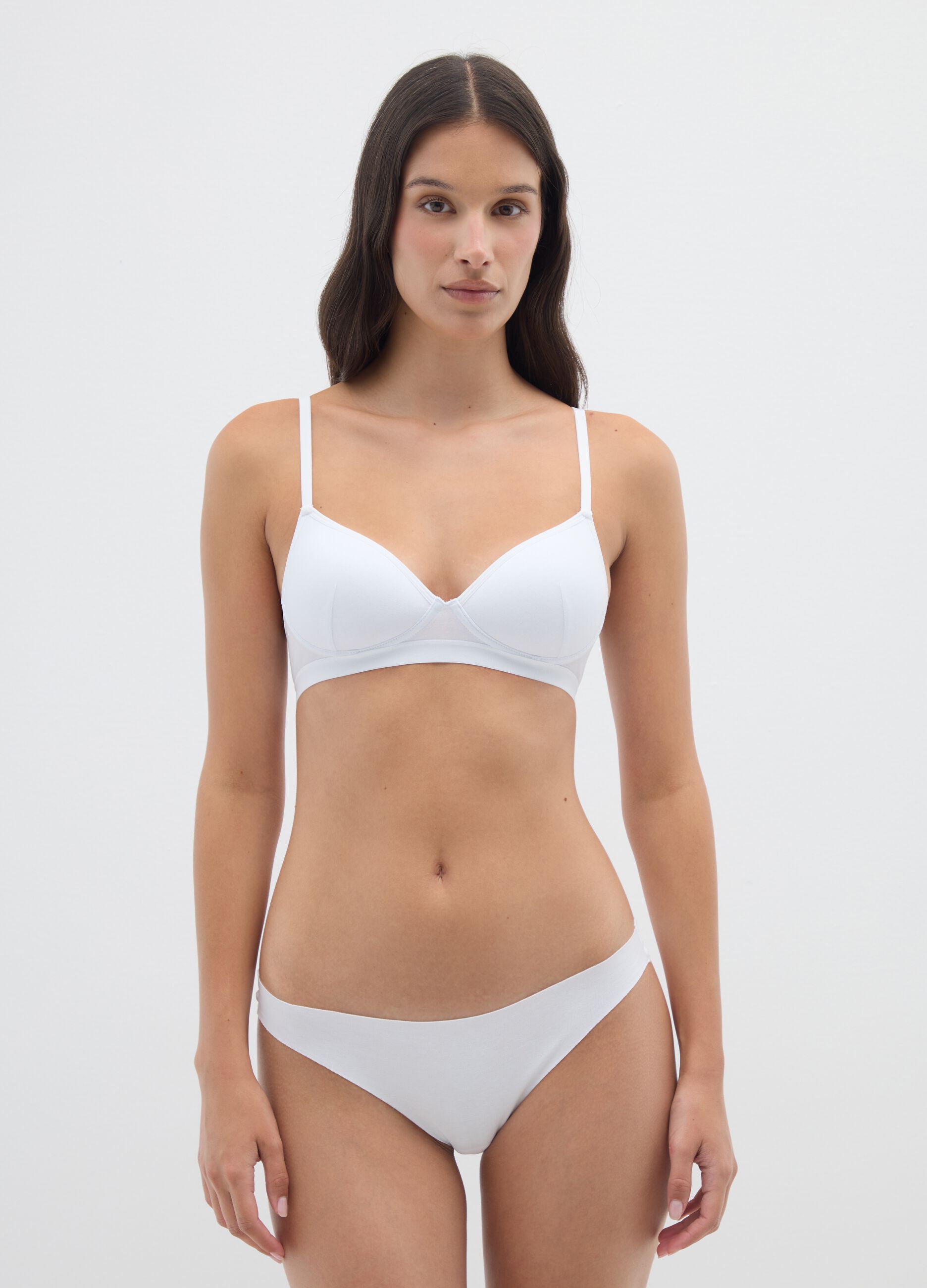 Women's White Stretch Cotton Bra