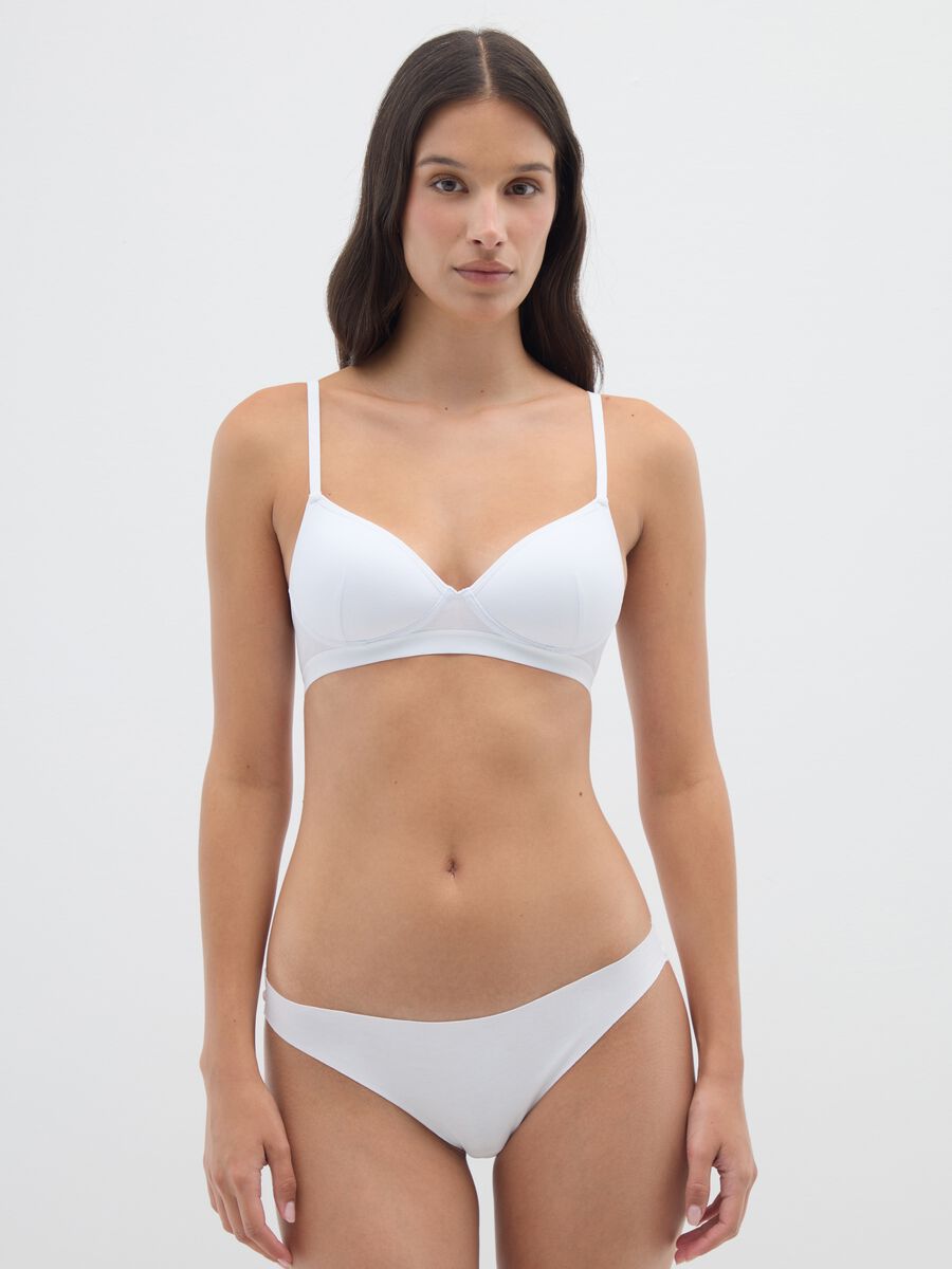 Women's White Stretch Cotton Bra_0